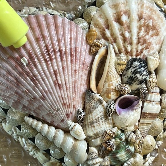 Vintage Handmade Art Heart Shape Ocean Seashell Decor Trinket Jewelry - Picture 9 of 12